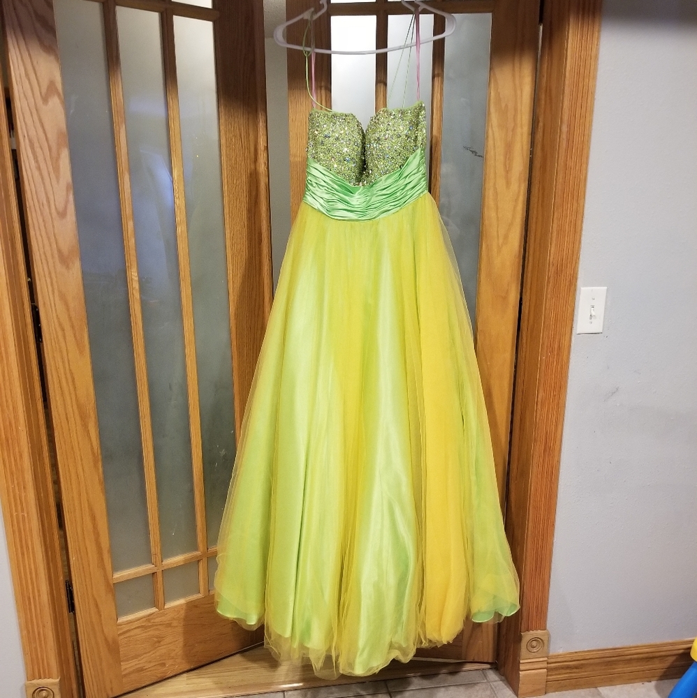 Green/Yellow Prom Ball Gown